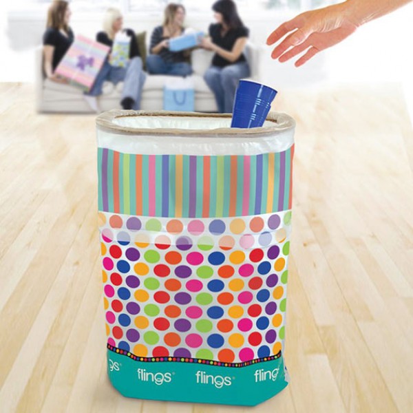 Flings |Pop-Up Disposable Trash Bin |Dots and Stripes